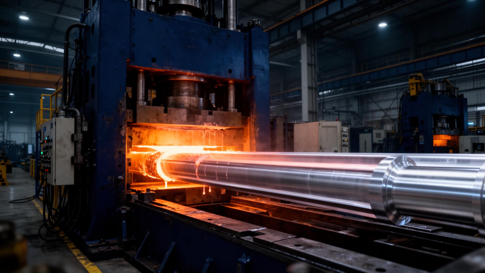 Aluminium extrusion press in industrial production